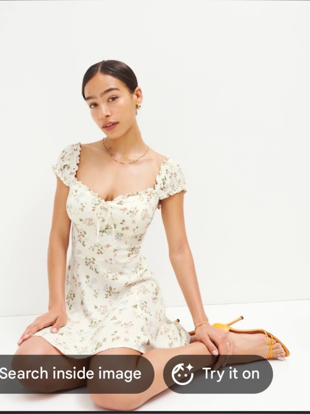 Reformation Cream Floral Button-Front Sundress